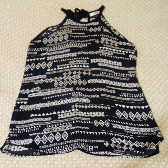 Vintage Soft Grunge Tribal Boho Festival Tank Halter Top | Spence 40” Bust Black - Picture 2 of 7